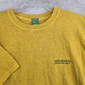 SPELLBOUND Mens XL Yellow Garment Dyed Cotton T Shirt Made in Japan heavy cotton